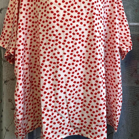 3X Red Ditsy Floral Shirt Top Blouse - Picture 4 of 4